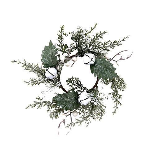 Frosted Winter Wreath with Jingle Bells (25cm)