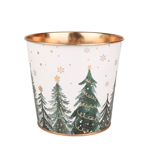 White Christmas Tree Design Metal Planter (11cm)