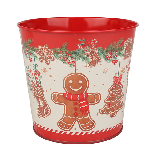 Red Metal Gingerbread Man Planter (16cm)