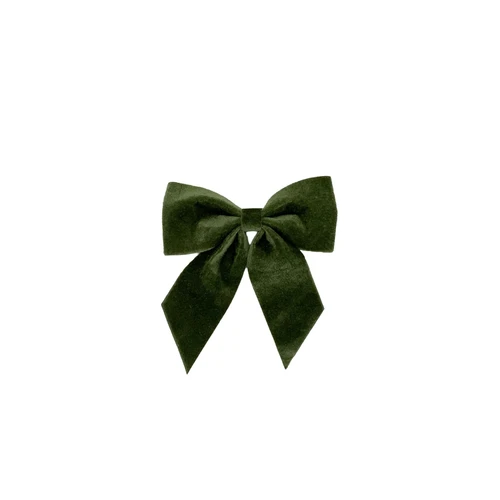 Green Velvet Bow on a Clip (16cm)