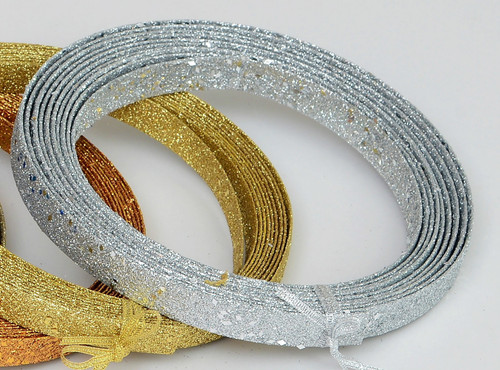 Silver Glitter Ribbon (15ft)