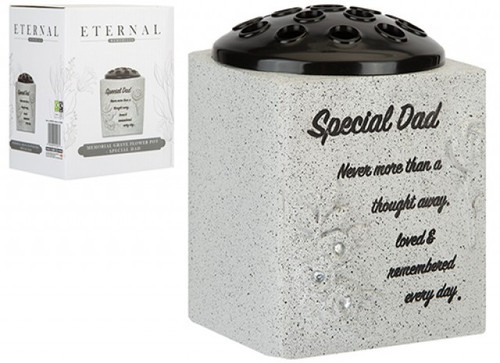 Memorial Grey Grave Flower Pot - Special Dad