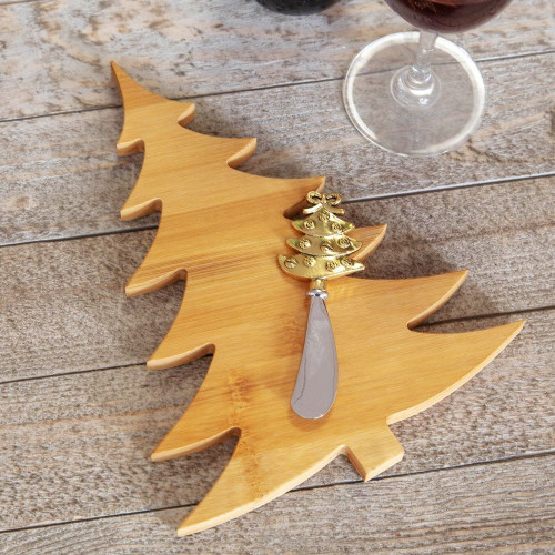 Bamboo Christmas Tree Shaped Cheese Board with Knife Bamboo Christmas Tree Shaped Cheese Board with Knife
