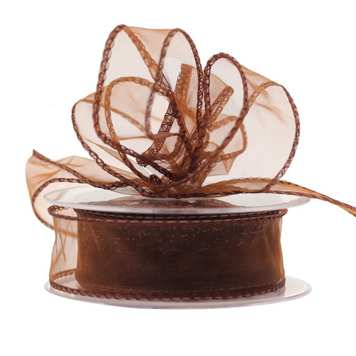 30mm Chocolate Brown Wired Chiffon Ribbon 30mm Chocolate Brown Wired Chiffon Ribbon