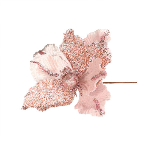 Dusty Pink Velvet Magnolia with Glitter Leaf (Dia26cm) Dusty Pink Velvet Magnolia with Glitter Leaf (Dia26cm)