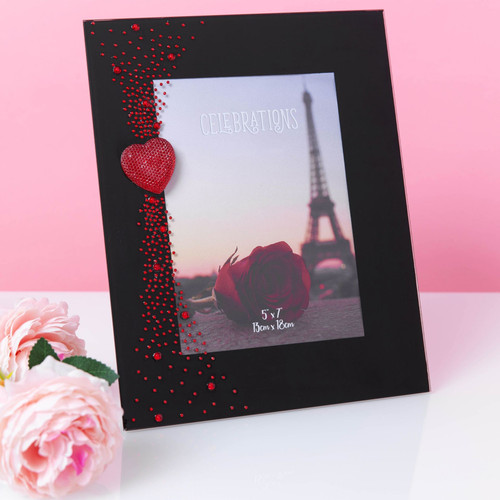 Glass Photo Frame with Red Heart 5 inch x 7 inch Glass Photo Frame with Red Heart 5 inch x 7 inch
