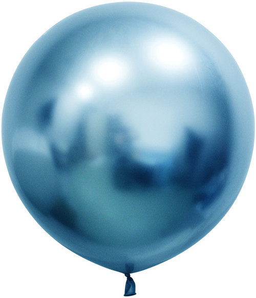 Blue Chrome Jumbo Latex Balloon - 24 inch (Pk 3) Blue Chrome Jumbo Latex Balloon - 24 inch (Pk 3)