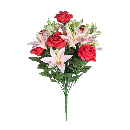 Red Pembroke Rose and Lily Mixed Bunch Red Pembroke Rose and Lily Mixed Bunch