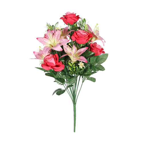 Pink Pembroke Rose and Lily Mixed Bunch Pink Pembroke Rose and Lily Mixed Bunch