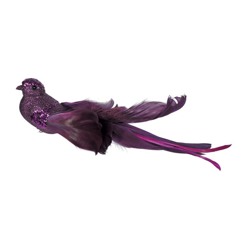 Purple Glitter Bird with Clip (23cm) Purple Glitter Bird with Clip (23cm)