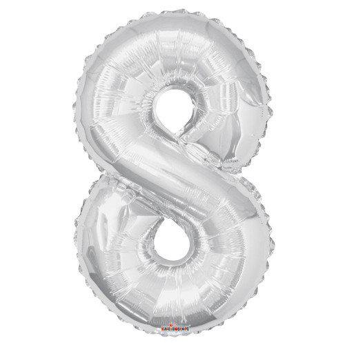 Silver 8 Big Number Balloon 34inch