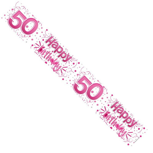 50th Pink Birthday Banner 50th Pink Birthday Banner