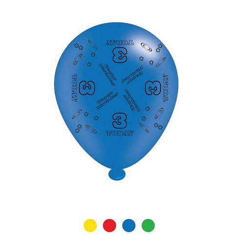 Age 3 Unisex Birthday Latex Balloons x8 Age 3 Unisex Birthday Latex Balloons x8