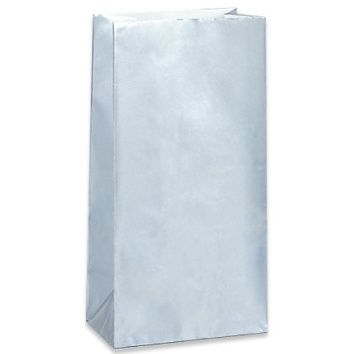 Silver Paper Party Bags x12