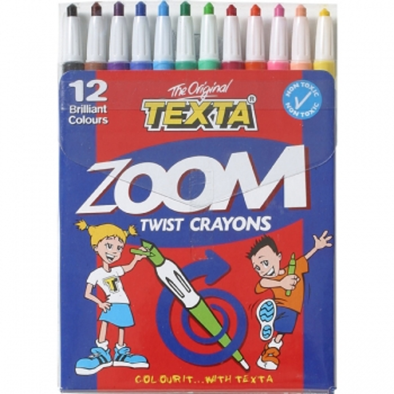 TEXTA ZOOM TWIST CRAYONS Assorted Wallet12 - Melbourne Office Supplies