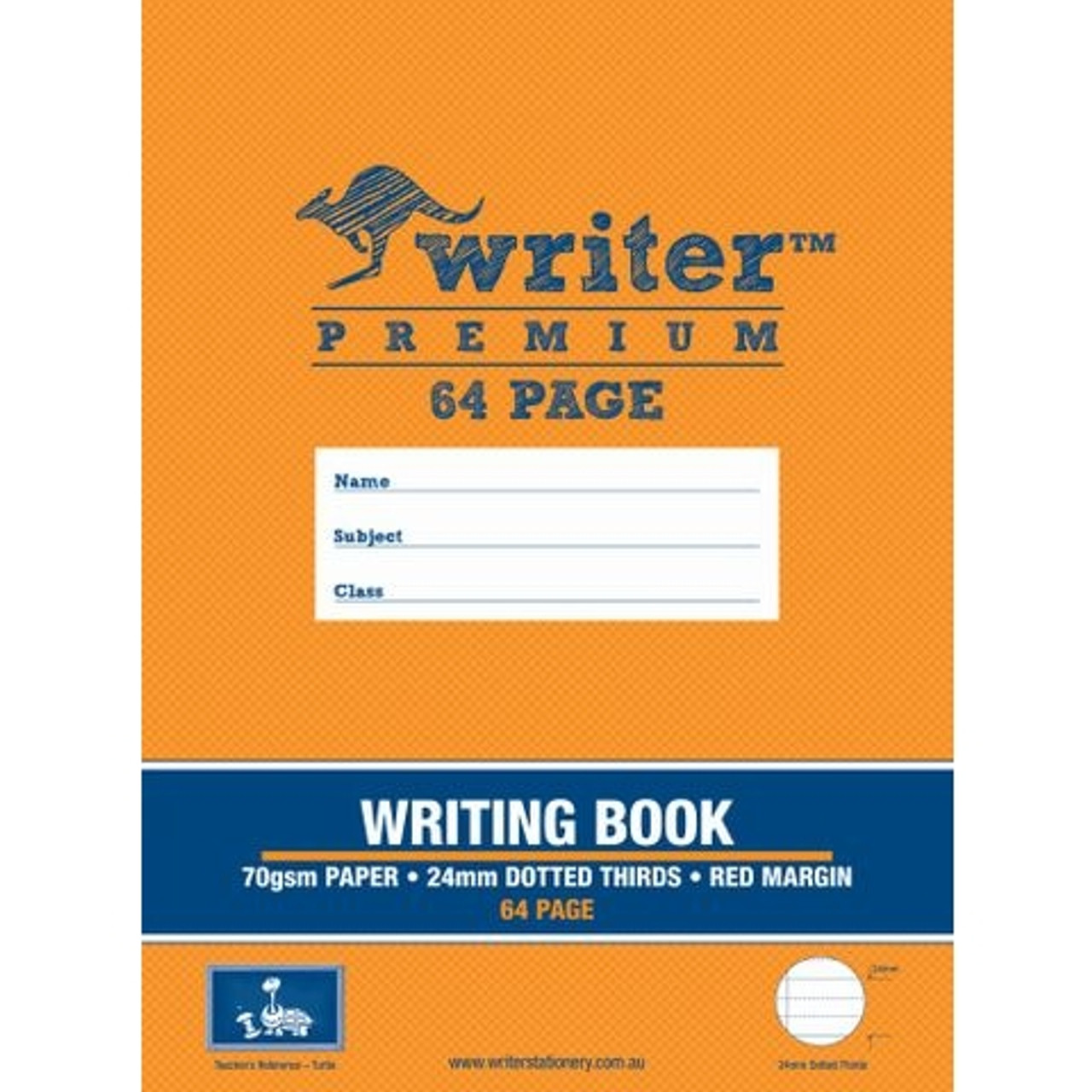WRITER PREMIUM WRITING BOOK 64pgs 24mm Dotted Thirds - Turtle 330 x 245mm  70gsm (same as #SPP-140847 Turtle) - Melbourne Office Supplies