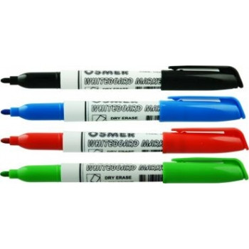 OSMER FINE WHITEBOARD MARKER Bullet Tip line Black Pk12