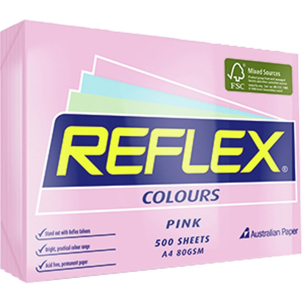 REFLEX TINTS COPY PAPER 80GSM A3 Pink 161568 - Melbourne Office Supplies