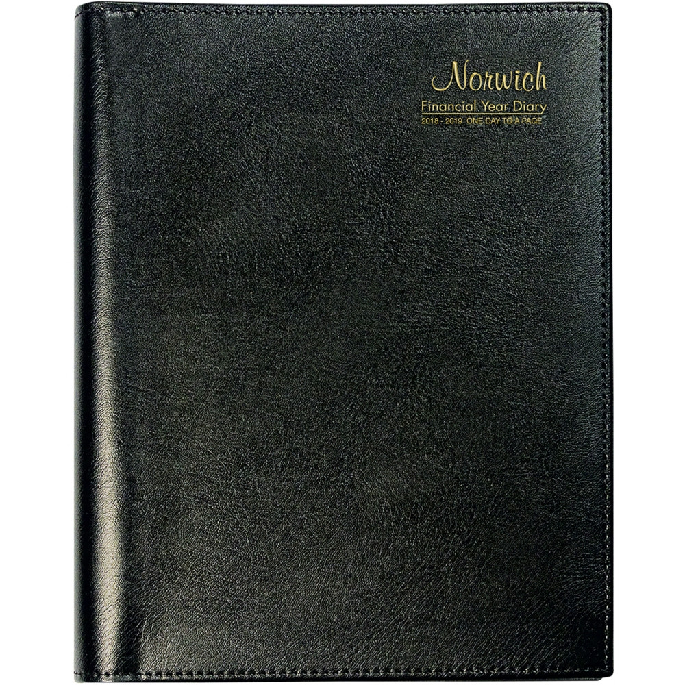NORWICH SPIRAL BOUND FINANCIAL YEAR DIARY A5 DAY TO PAGE BLACK (2024