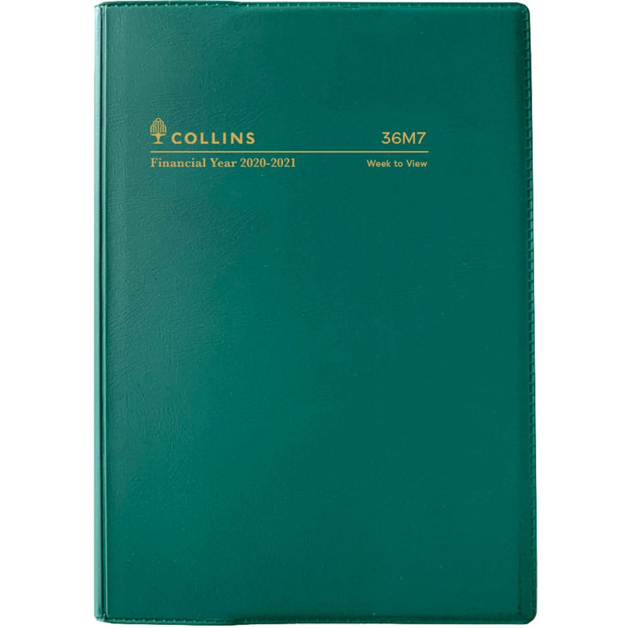 Collins Financial Year Vinyl Diary A6 Week to Opening Green (20242025