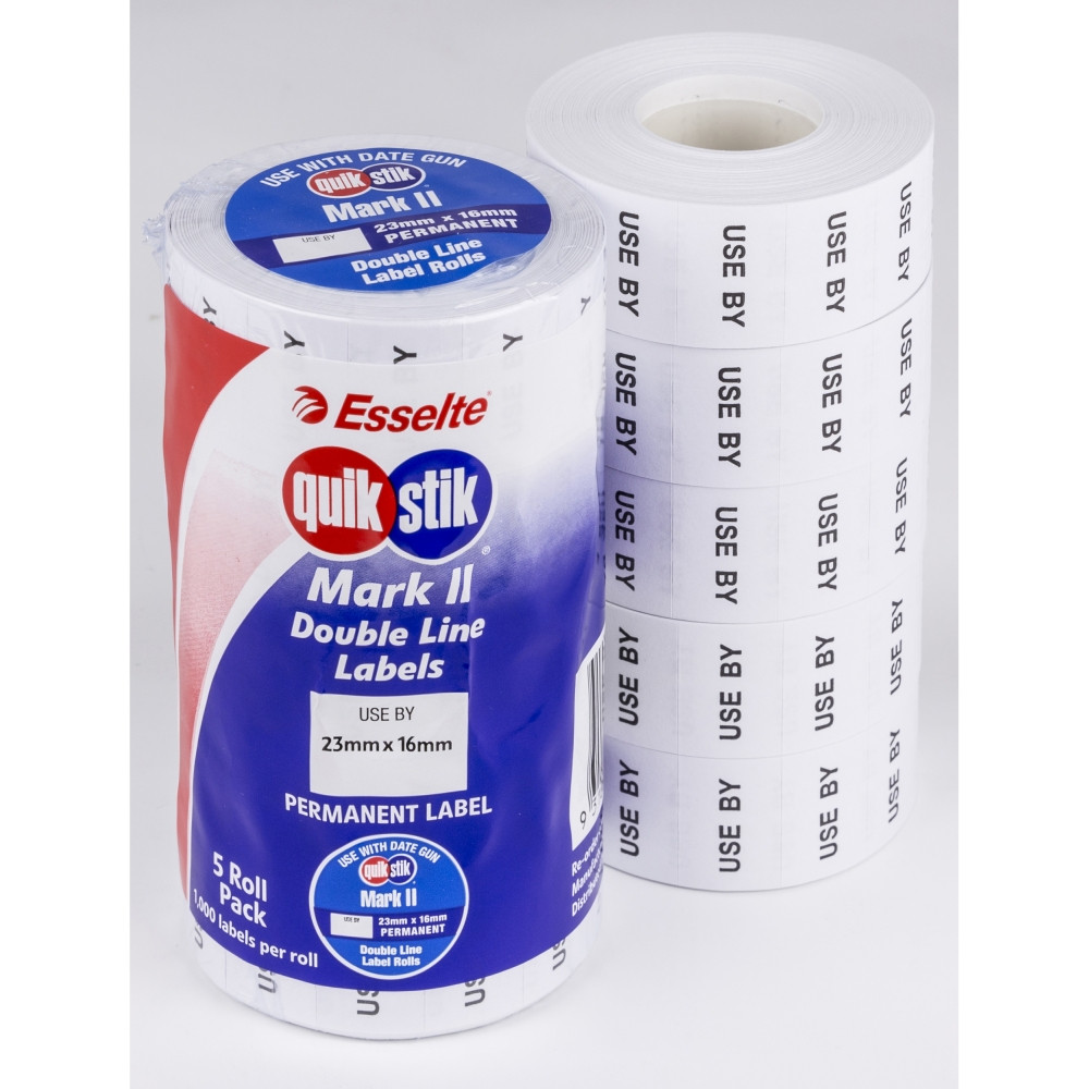 QUIKSTIK MARK II DATE GUN LABELS USE BY PERMANENT 1000 LABELS PER ROLL Pack  of 5 Rolls