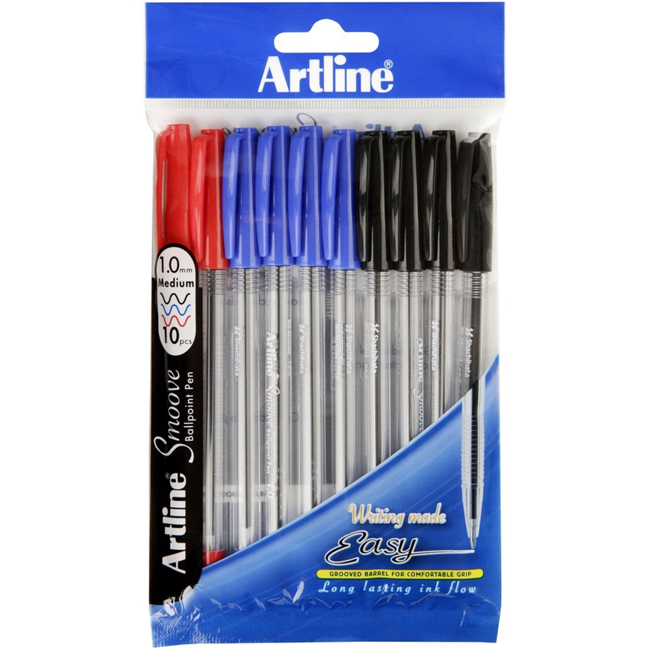 ARTLINE SMOOVE BALLPOINT PEN 1mm Assorted Box of 10 - Melbourne Office  Supplies