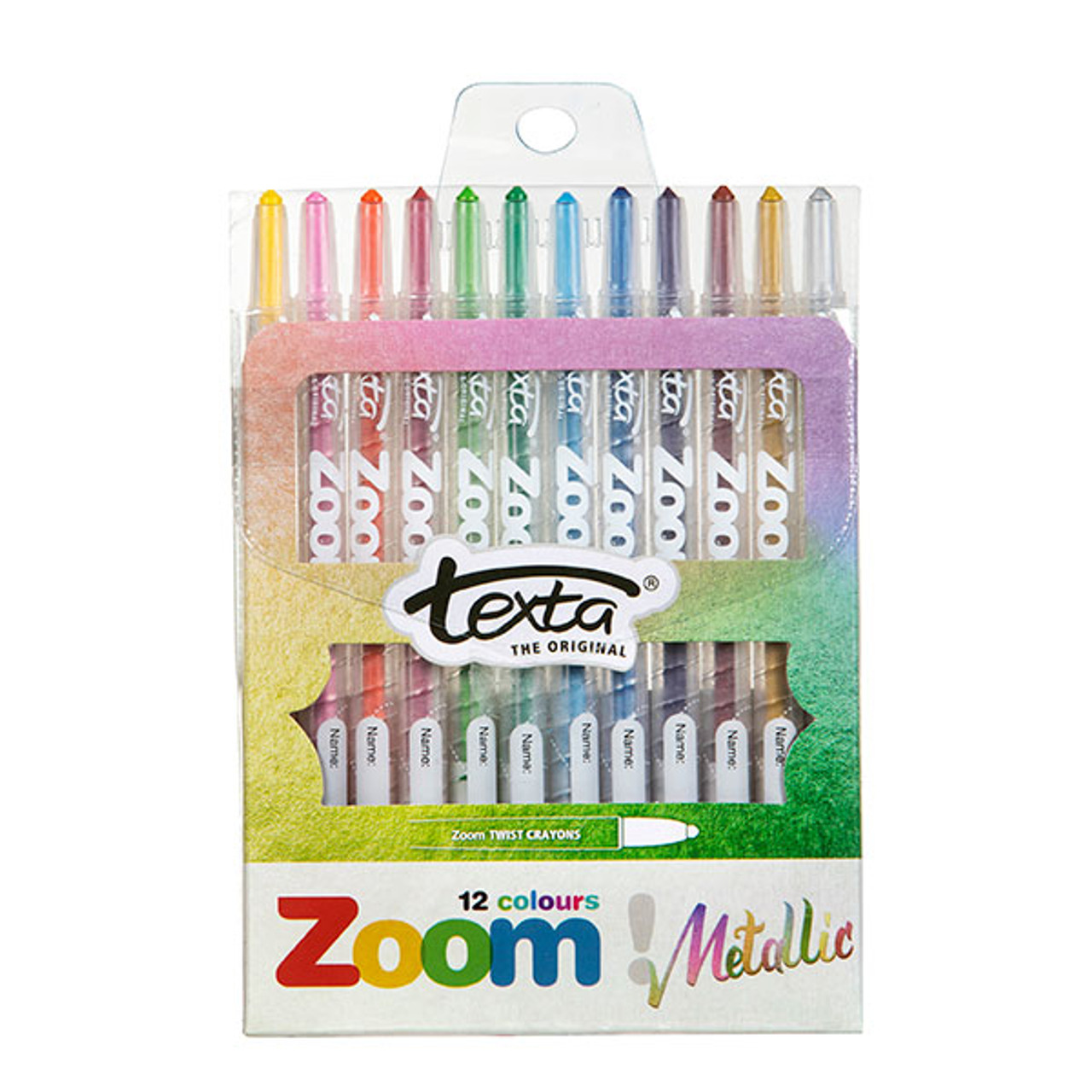 TEXTA ZOOM TWIST CRAYON METALLIC PK 12 - Melbourne Office Supplies