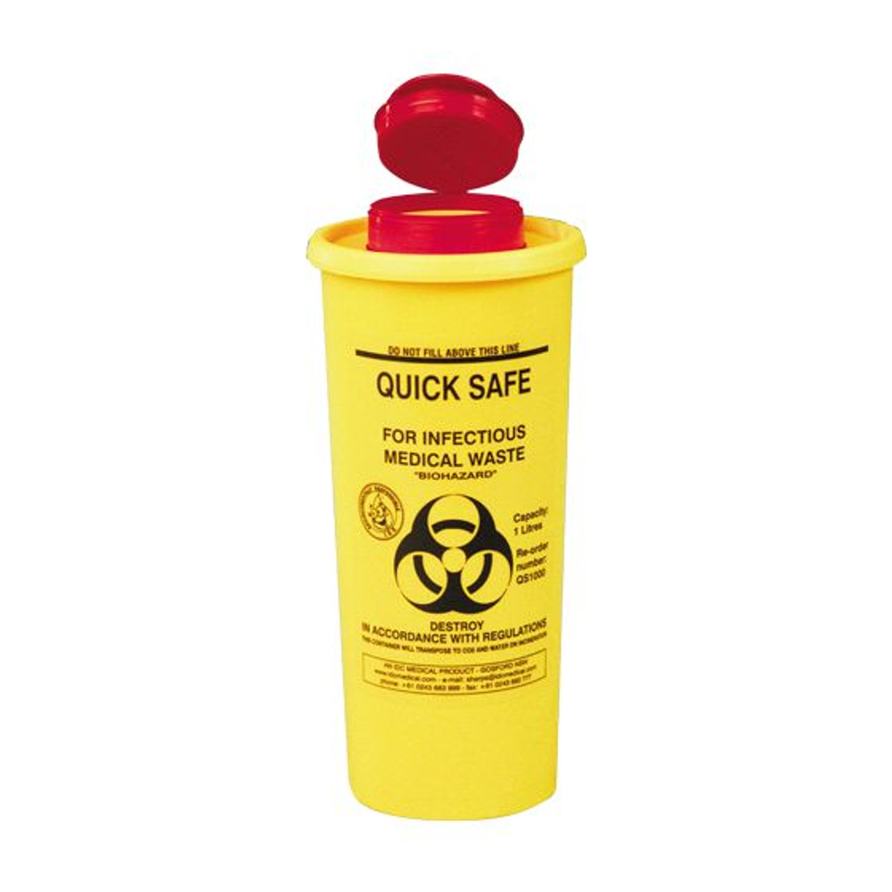 AEROHAZARD Sharps Disposal Container 1L Melbourne Office Supplies