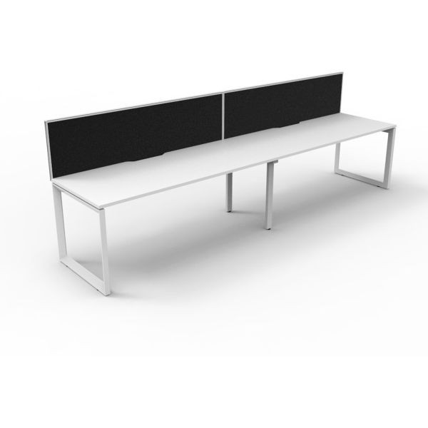 Deluxe Loop Workstation 2 Person With Screen 1800Wx750D White Top White
