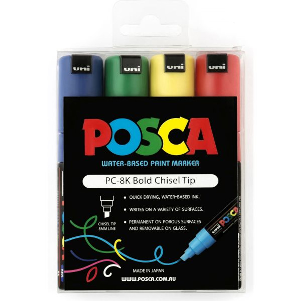 POSCA Paint Marker, PC-8K Broad Chisel, Red