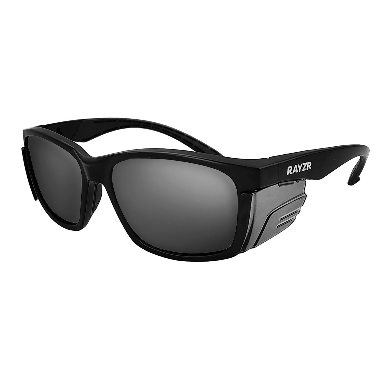 Rayzr Safety Glasses Matte Black Frame Smoke Lens Melbourne