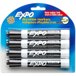EXPO DRY ERASE WHITEBOARD Marker Chisel Black Pack Of 4