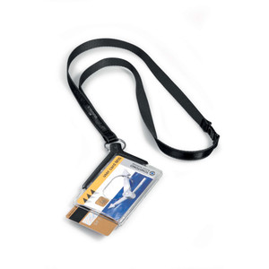 DURABLE ID CARD HOLDER ACRYLIC DELUXE DUO WITH NECKLACE RETAIL PACK