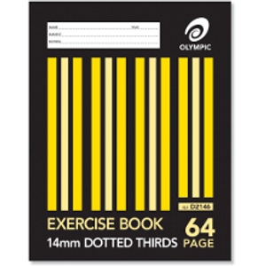 OLYMPIC DOTTED THIRDS EXERCISE BOOK D2146 225mm x 175mm, 64 Pages, 14mm Dotted Thirds