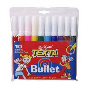 TEXTA BULLET TIP COLOURING PENS Assorted Colours, Wallet of 10