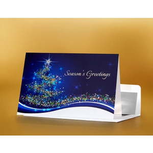 SEASON'S GREETING CARD Sparkling Tree 183mm x 127mm, Pk100