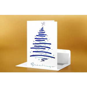 SEASON'S GREETING CARD Stylish Tree 183mm x 127mm, Pk100