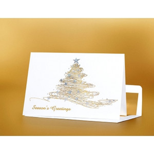 SEASON'S GREETING CARD Shimmering Tree 183mm x 127mm, Pk100