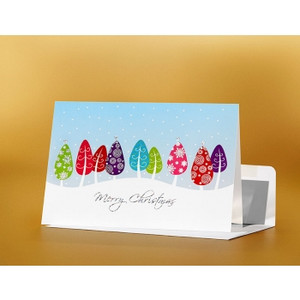 SEASON'S GREETING CARD Coloured Trees 183mm x 127mm, Pk100