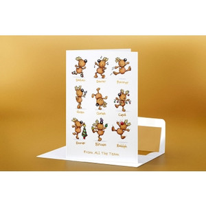 SEASON'S GREETING CARD Humorous Reindeers 183mm x 127mm, Pk100