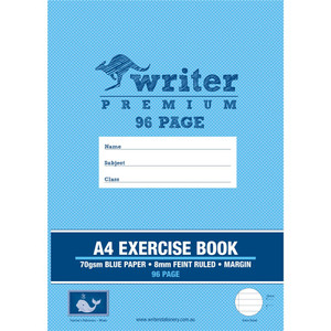 WRITER PREMIUM EXERCISE BOOK A4 96 Page - Blue Paper