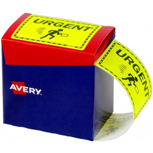 URGENT FLUORO YELLOW SHIPPING LABELS 75mm x 99.6mm, Pre-Printed, Permanent, Rl750