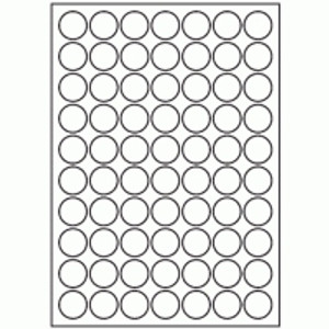 467 LABEL SIZE 25.4MM DIAMETER CIRCLES 70 Labels Per Sheet Bx100 Gloss