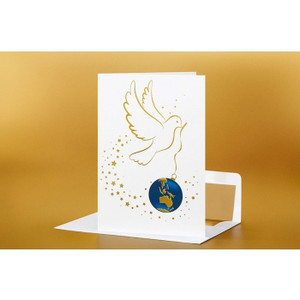 SEASON'S GREETING CARD Gold Dove of The World 183mm x 127mm, Pk100