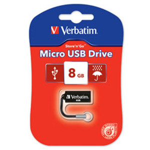 VERBATIM STORE 'N 'GO MINI USB 8GB Black with Lanyard