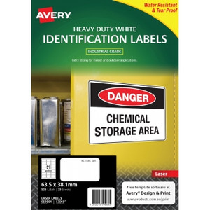 AVERY DURABLE HEAVY DUTY LASER LABELS L7060 21 L/P/Sht 63.5x38.1mm (Pack of 525)