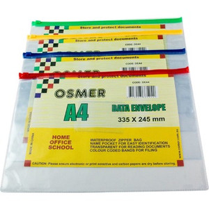 A4 - 335 X 245mm DATA ENVELOPE - 4 COLOUR SLIDE (Pack of 12)