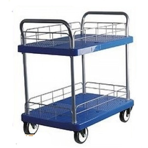 PLASTIC TROLLEY 2 Tier Heavy Duty 300kg Capacity, 900mm(L) x 600mm(W)