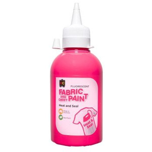 FLUORESCENT FABRIC AND CRAFT PAINT 250ML PINK