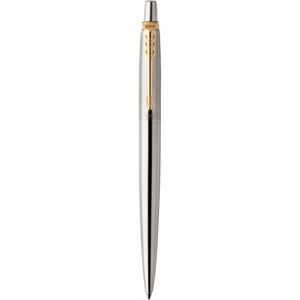 PARKER JOTTER BALLPOINT PEN Stainless Steel Gold Trim Blue